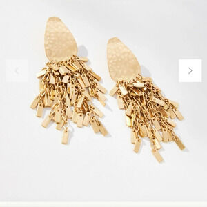 Anthropologie, Boho Fringe Drop Earrings, Gold -NWT!